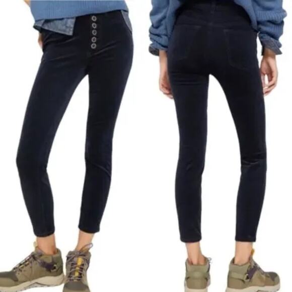 Anthropologie Pilcro Corduroy Jeans Pants Navy High Rise Skinny Button Fly 26 - Picture 1 of 9